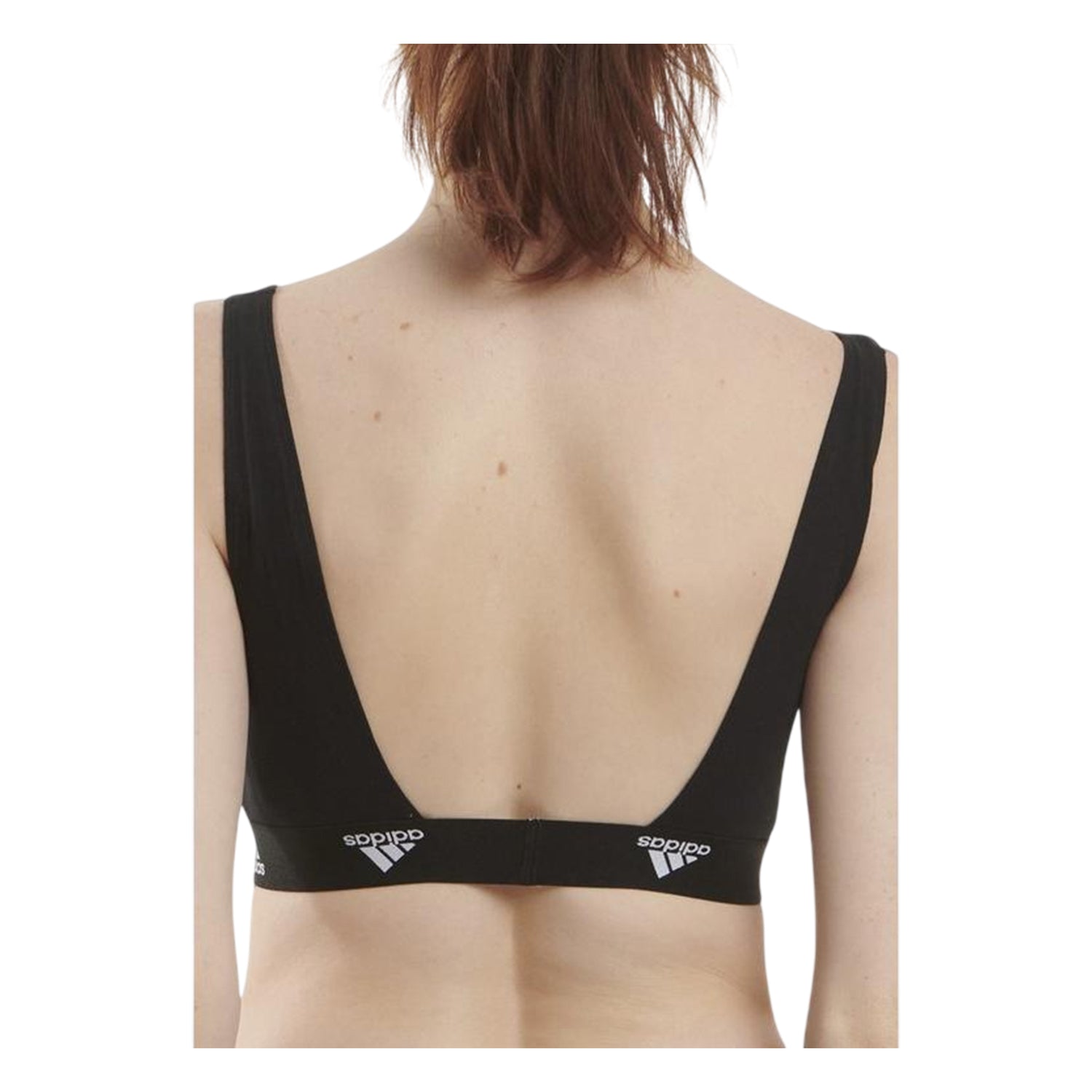 Black - Back - Adidas Womens-Ladies Cotton Scoop Neck Comfort Bralette
