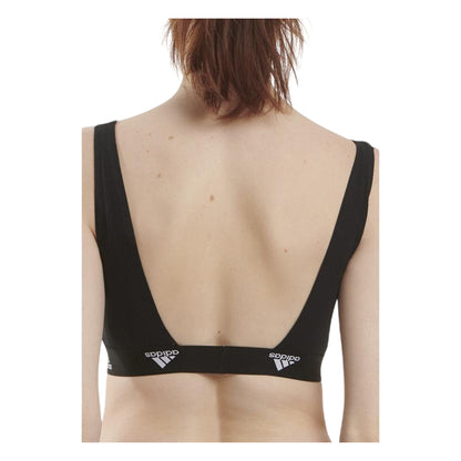 Black - Back - Adidas Womens-Ladies Cotton Scoop Neck Comfort Bralette