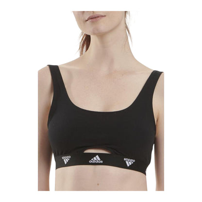Black - Side - Adidas Womens-Ladies Cotton Scoop Neck Comfort Bralette