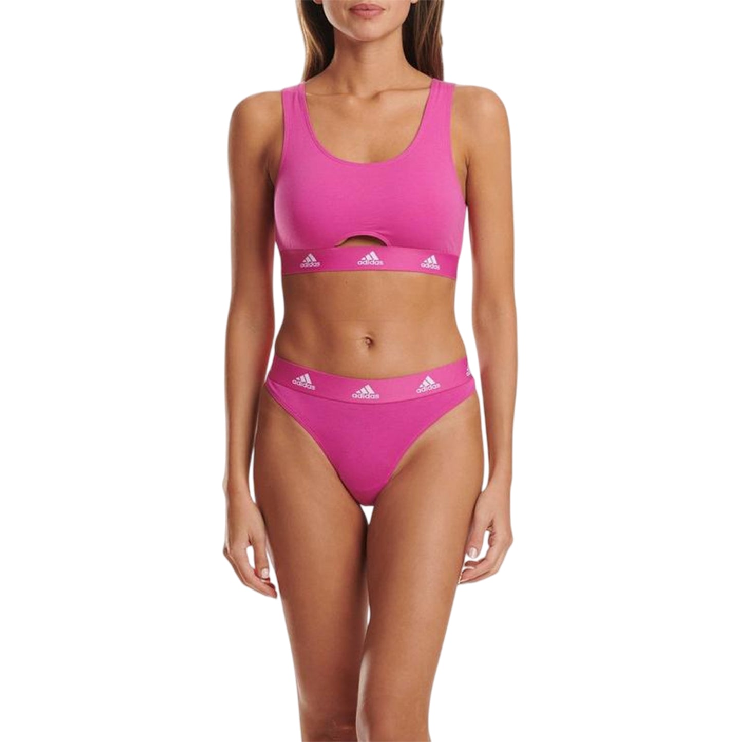 Fuchsia - Front - Adidas Womens-Ladies Cotton Scoop Neck Comfort Bralette