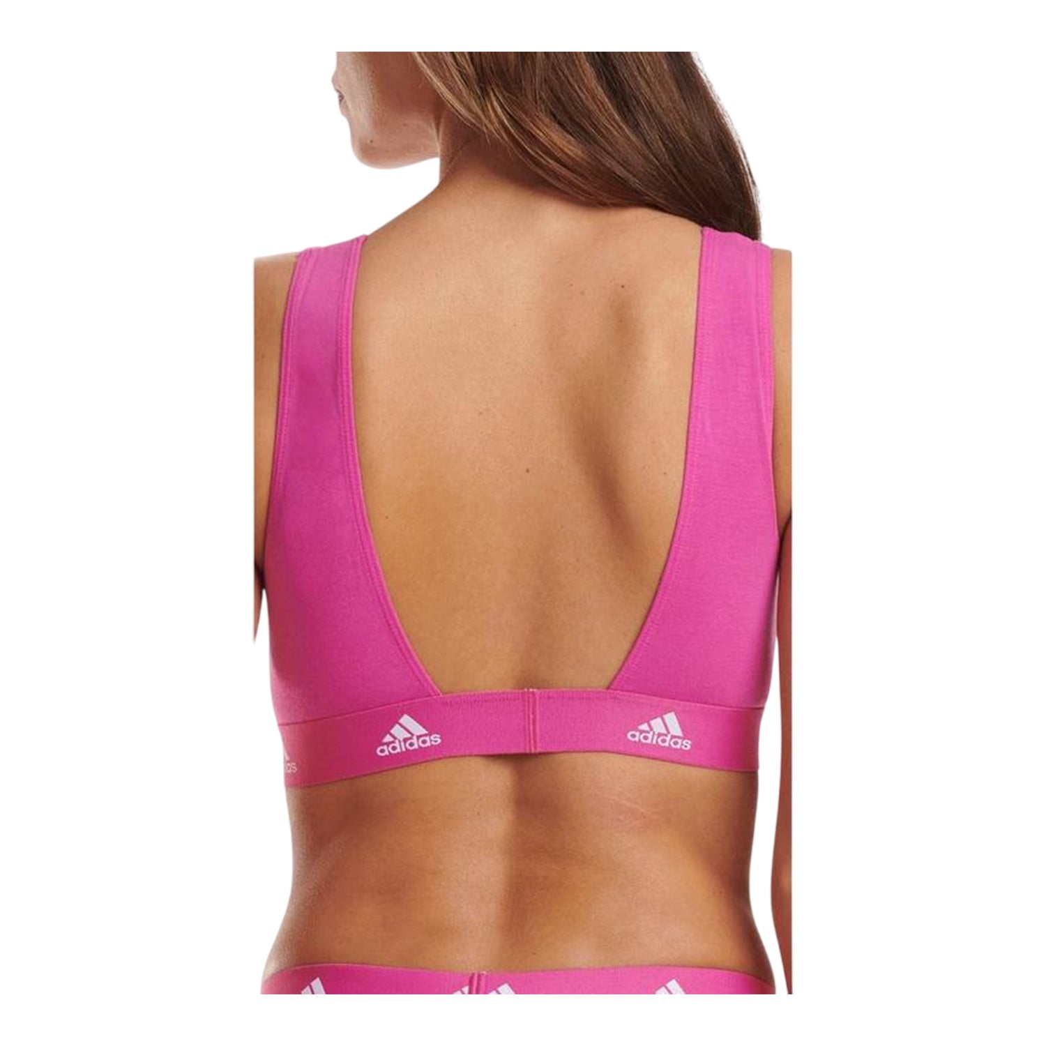 Fuchsia - Back - Adidas Womens-Ladies Cotton Scoop Neck Comfort Bralette