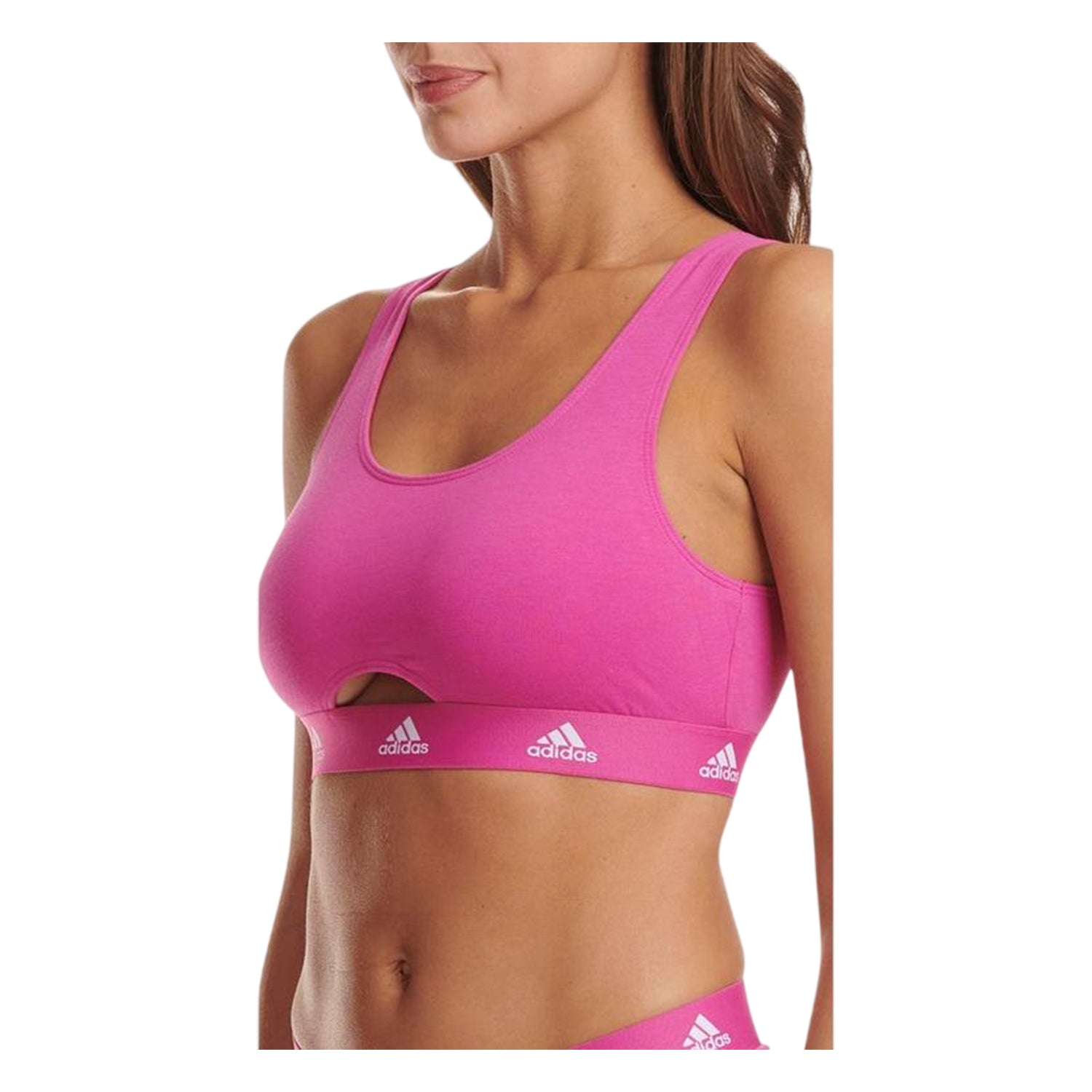 Fuchsia - Side - Adidas Womens-Ladies Cotton Scoop Neck Comfort Bralette