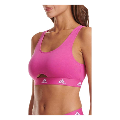 Fuchsia - Side - Adidas Womens-Ladies Cotton Scoop Neck Comfort Bralette