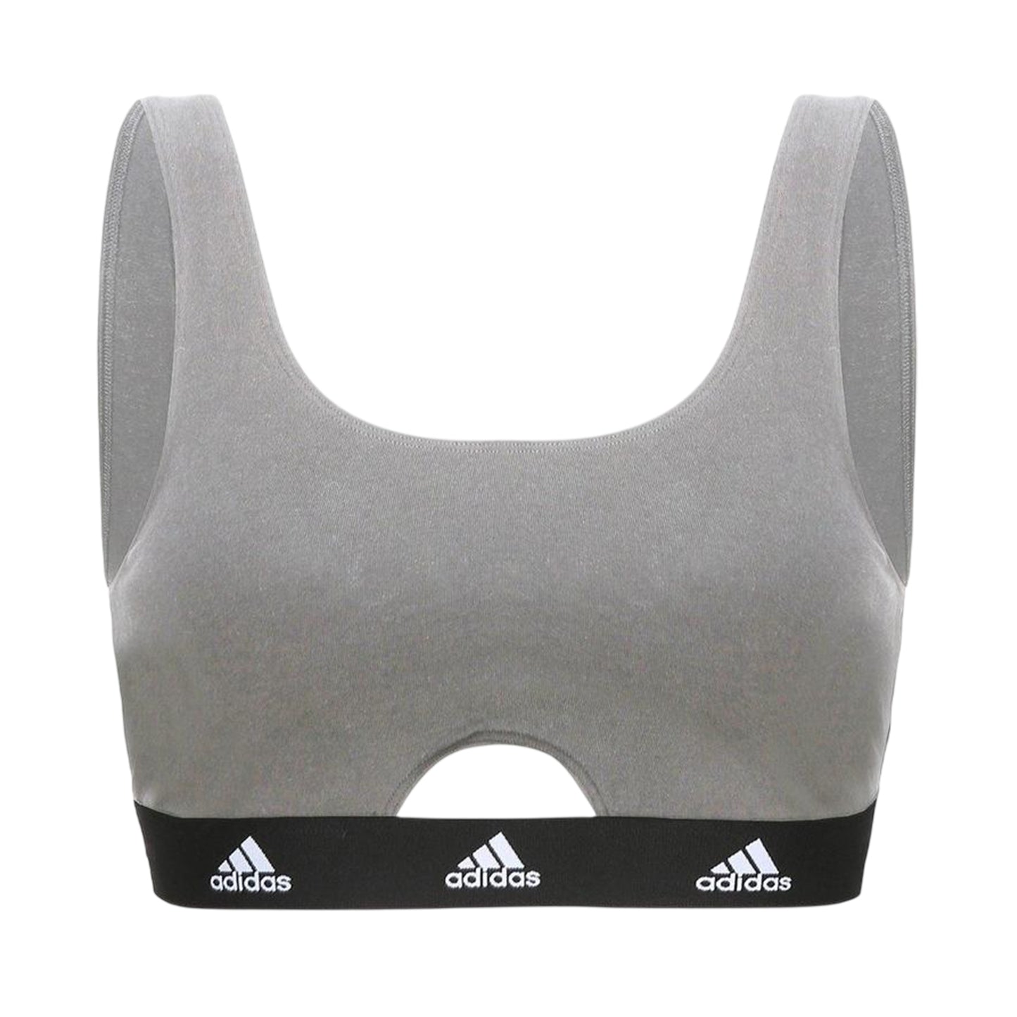 Heather Grey - Front - Adidas Womens-Ladies Cotton Scoop Neck Comfort Bralette