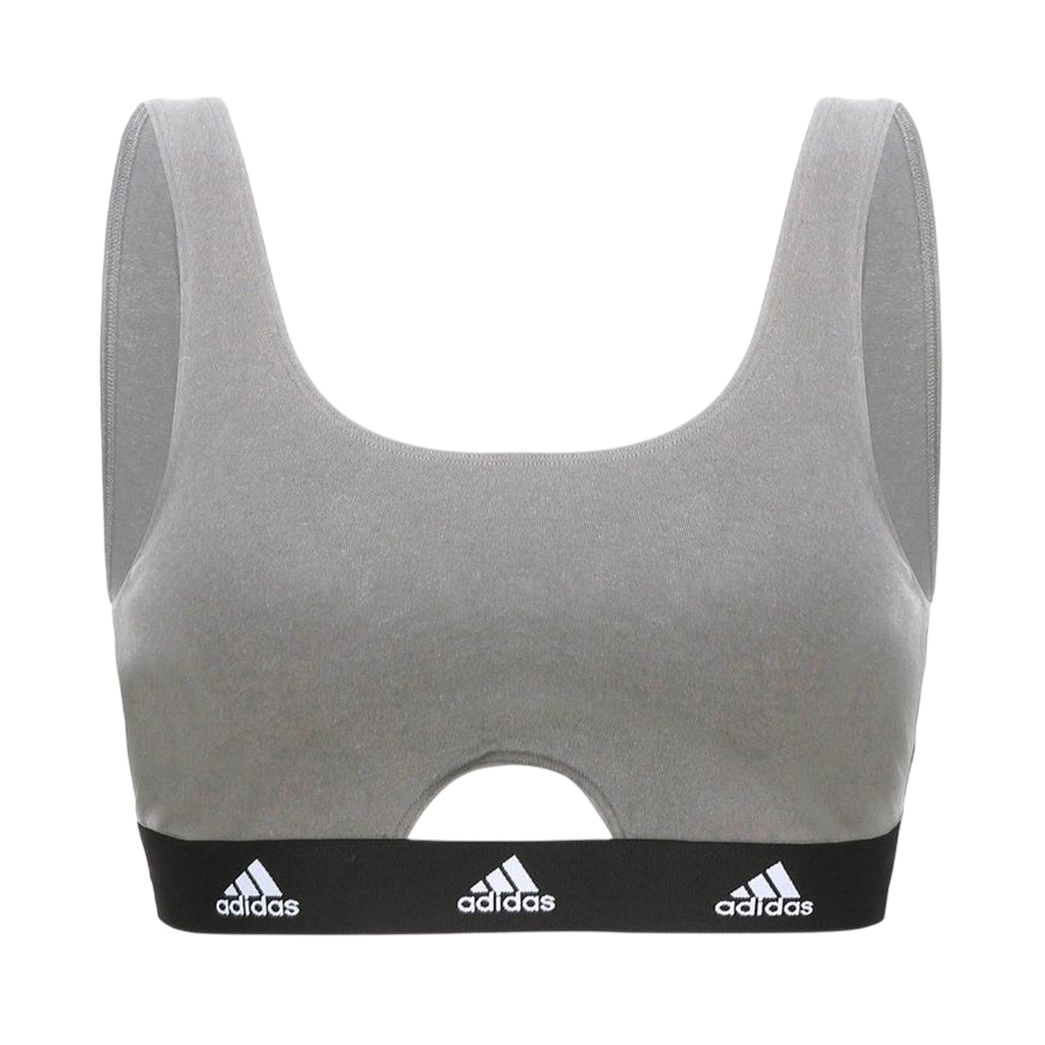 Heather Grey - Front - Adidas Womens-Ladies Cotton Scoop Neck Comfort Bralette