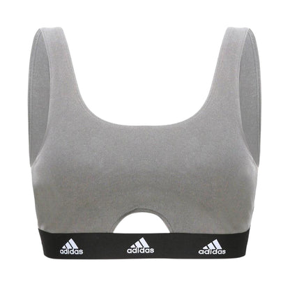 Heather Grey - Front - Adidas Womens-Ladies Cotton Scoop Neck Comfort Bralette