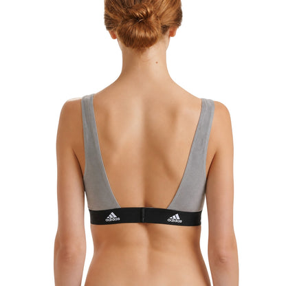 Heather Grey - Back - Adidas Womens-Ladies Cotton Scoop Neck Comfort Bralette