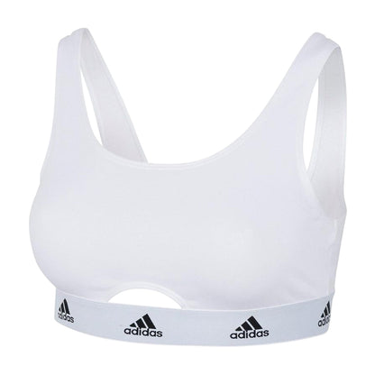 White - Front - Adidas Womens-Ladies Cotton Scoop Neck Comfort Bralette
