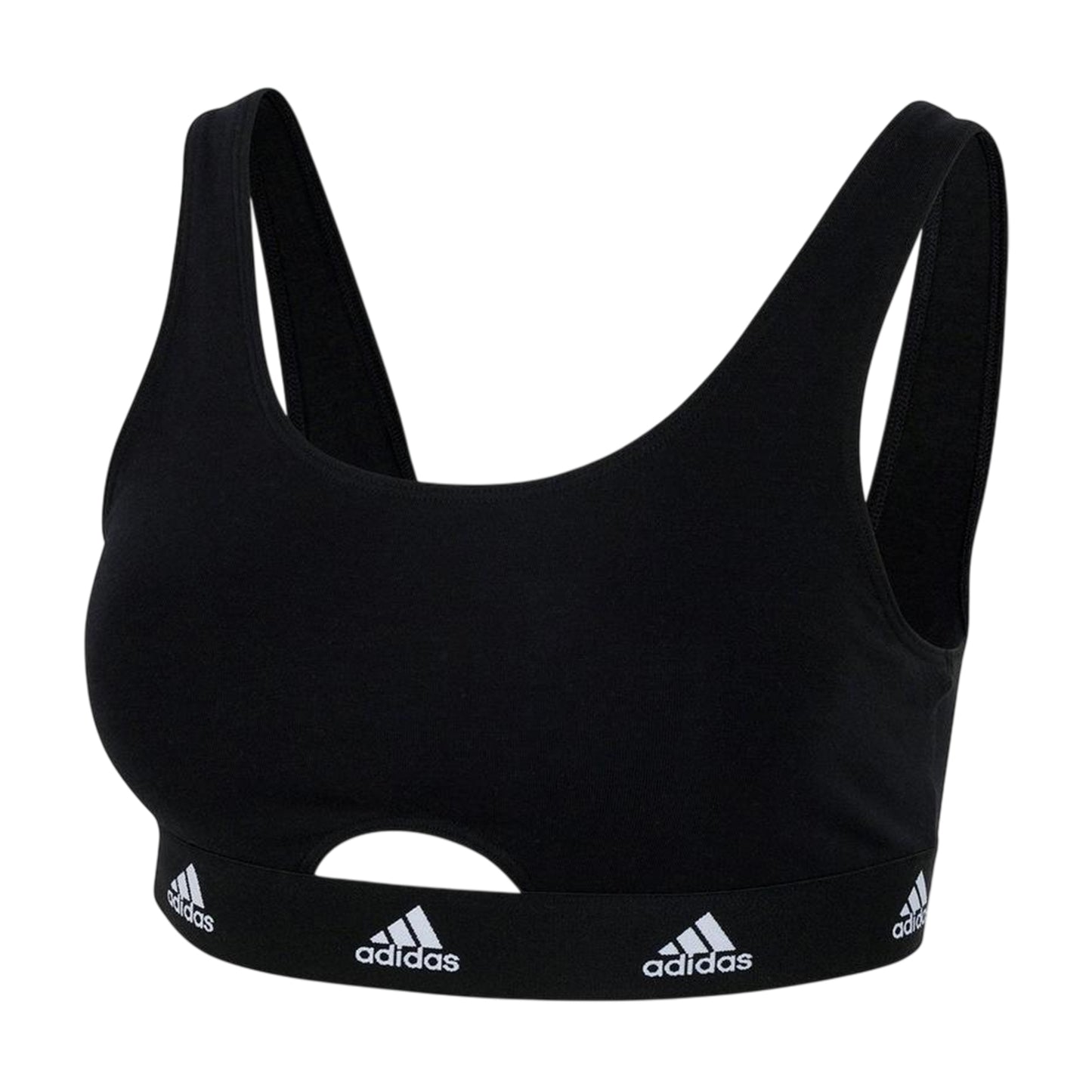 Black - Front - Adidas Womens-Ladies Cotton Scoop Neck Comfort Bralette