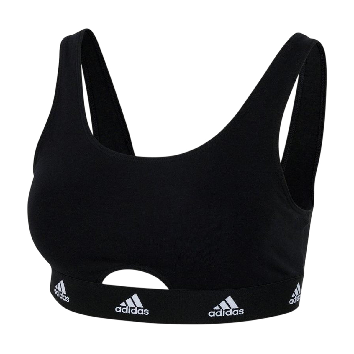 Black - Front - Adidas Womens-Ladies Cotton Scoop Neck Comfort Bralette