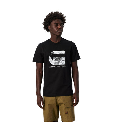 Dark Black - Side - G-Star Mens Cape Town Graphic Print Organic Cotton T-Shirt