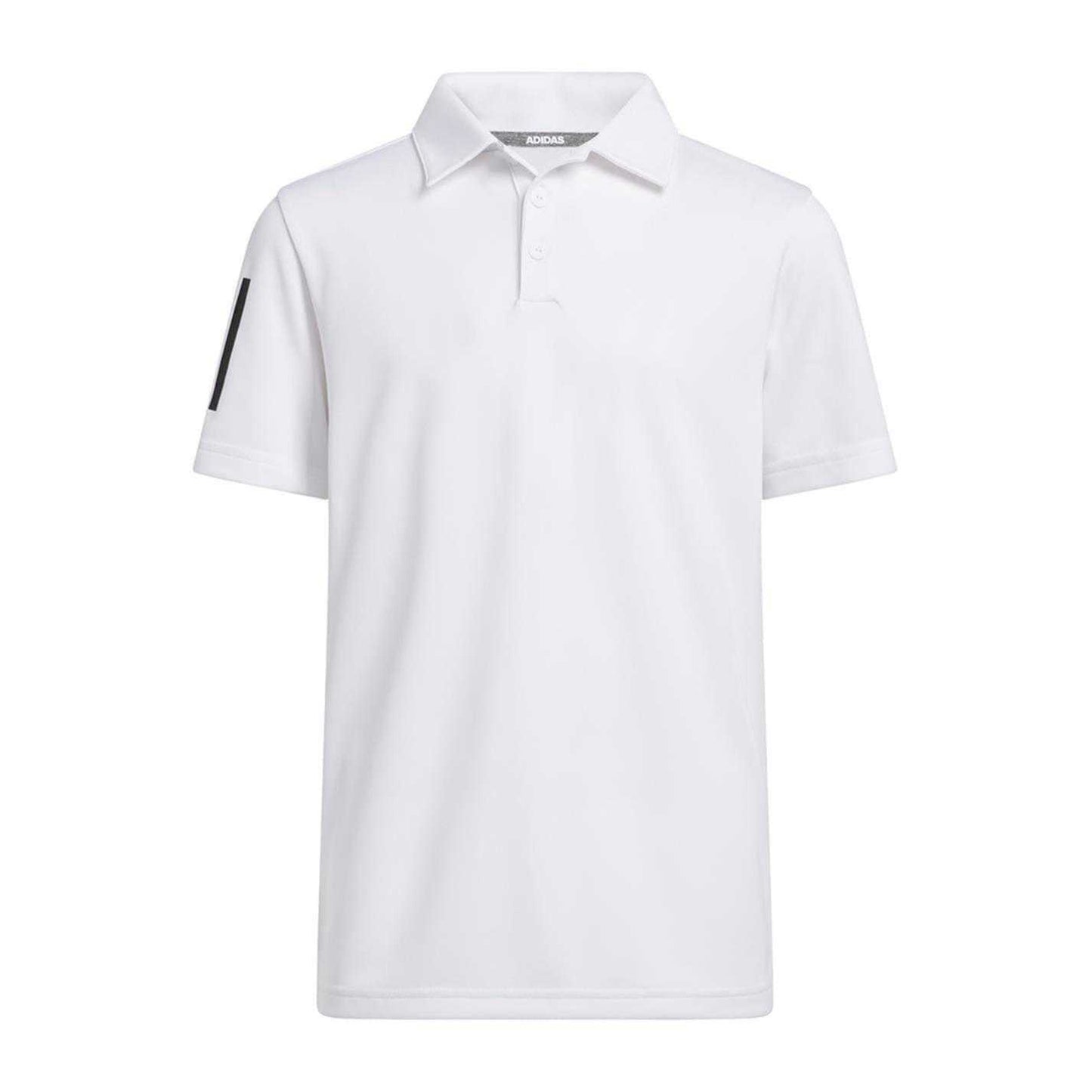 White - Front - Adidas Boys 3 Stripes Polo Shirt