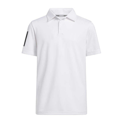 White - Front - Adidas Boys 3 Stripes Polo Shirt