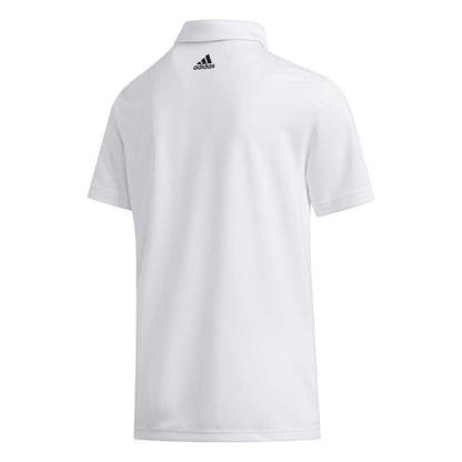 White - Back - Adidas Boys 3 Stripes Polo Shirt