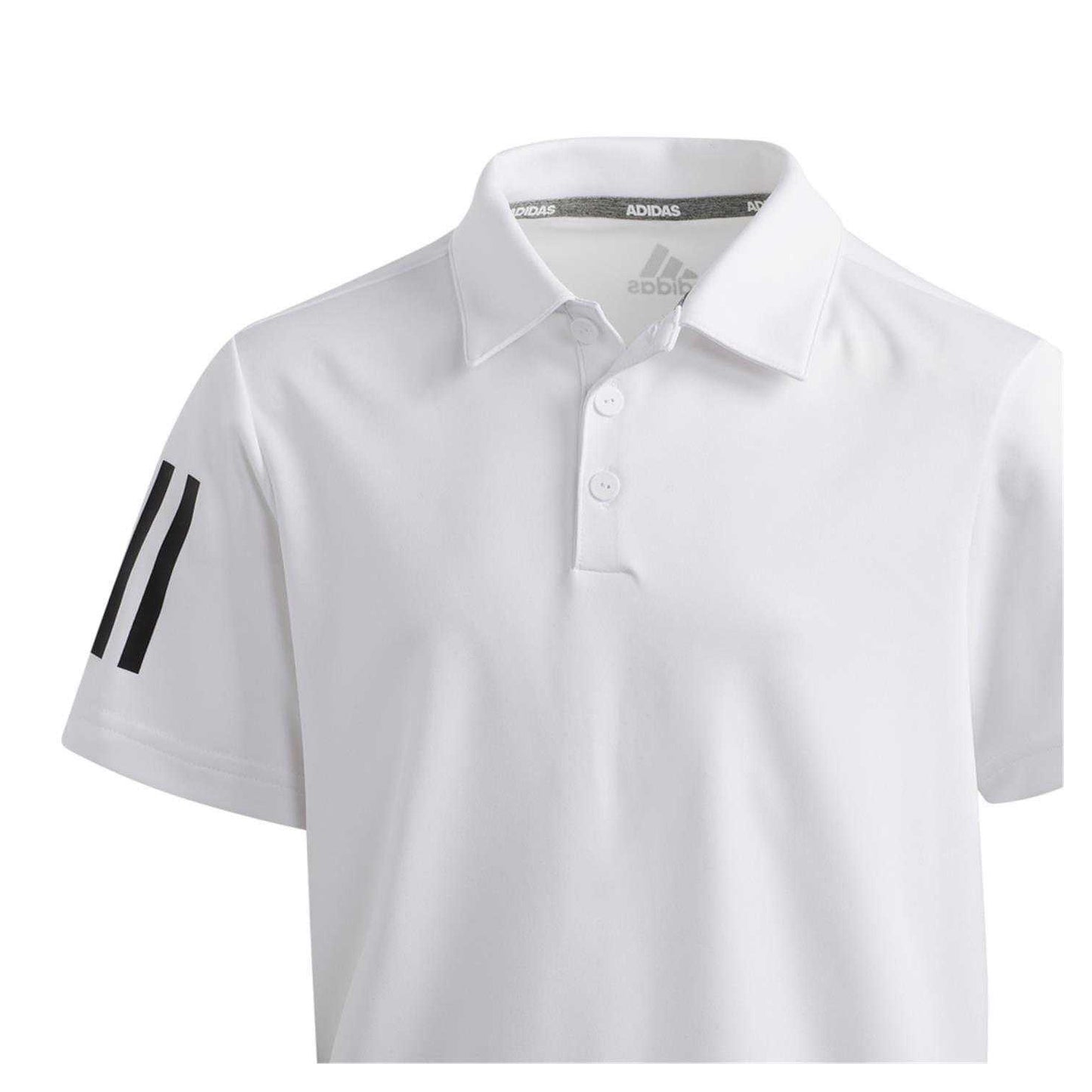 White - Side - Adidas Boys 3 Stripes Polo Shirt