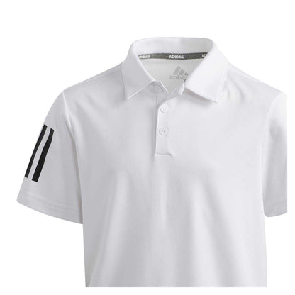 White - Side - Adidas Boys 3 Stripes Polo Shirt
