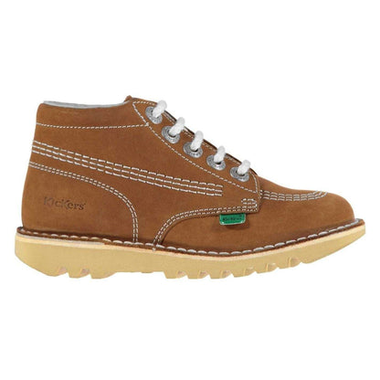 Tan - Front - Kickers Childrens-Kids Kick Hi Leather Boots