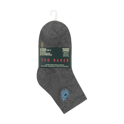 Grey-Black - Back - Ted Baker Womens-Ladies Bamboo Ankle Socks (Pack of 3)