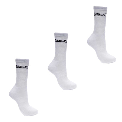 White - Front - Everlast Mens Logo Crew Socks (Pack of 3)