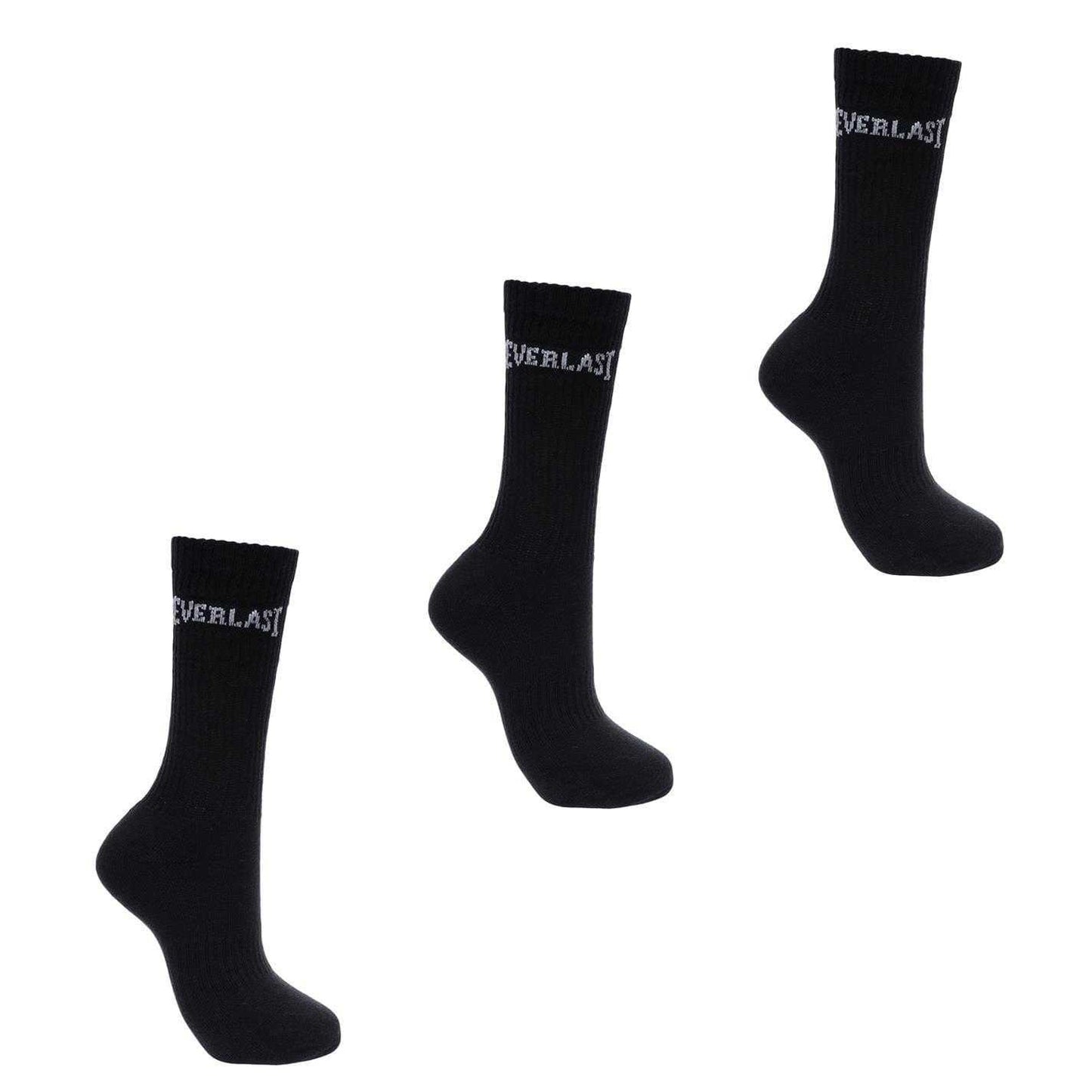Black - Front - Everlast Mens Logo Crew Socks (Pack of 3)