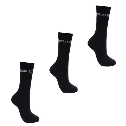Black - Front - Everlast Mens Logo Crew Socks (Pack of 3)