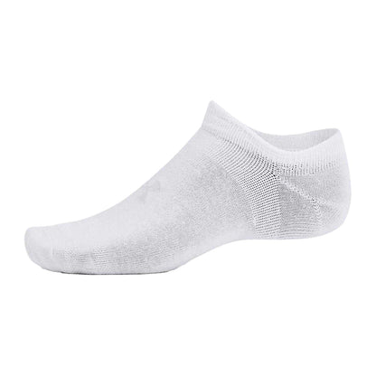 White - Side - Under Armour Womens-Ladies Essential No-Show Socks (Pack of 6)