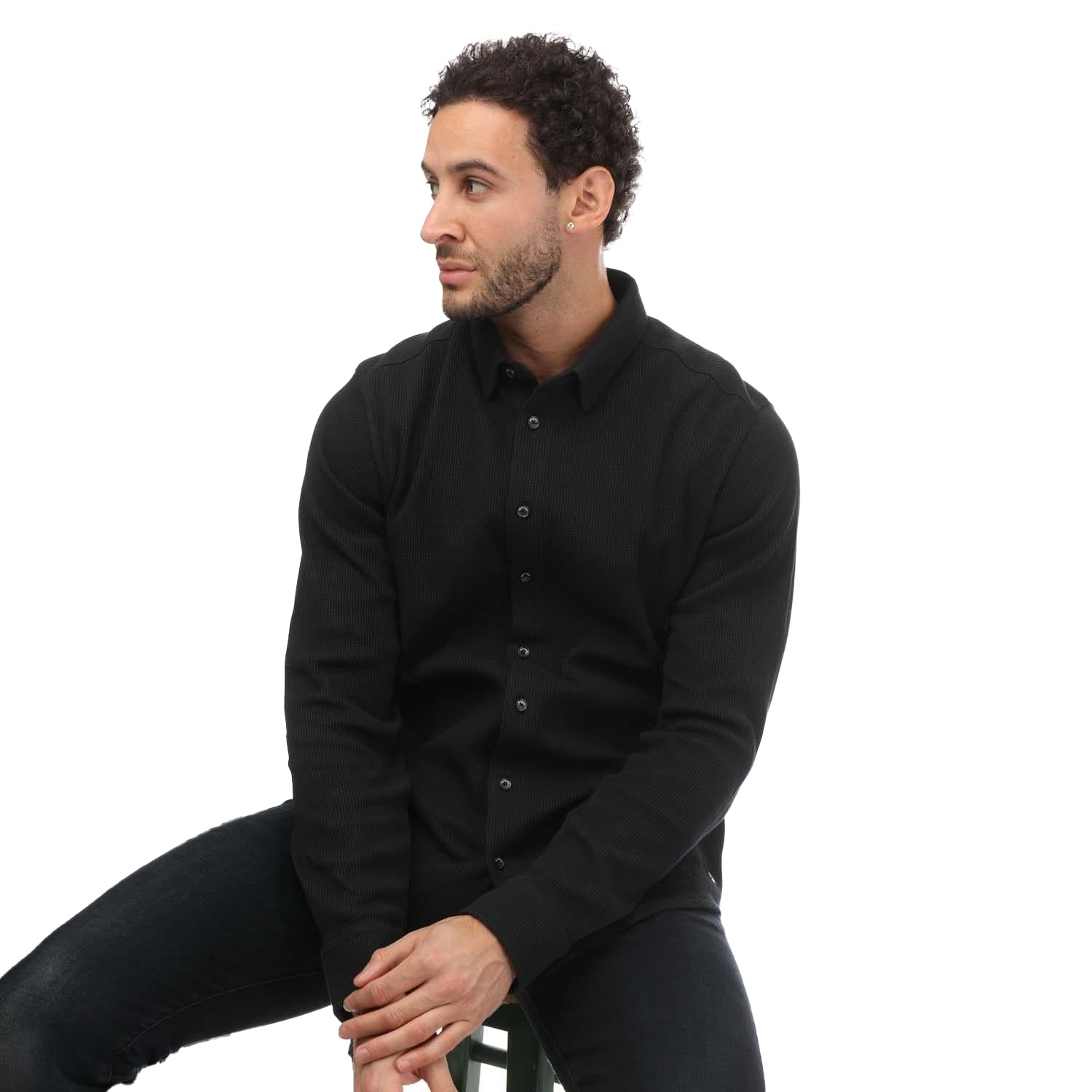 Navy - Lifestyle - Mercery Mens Lesli Waffle Waffle Shirt