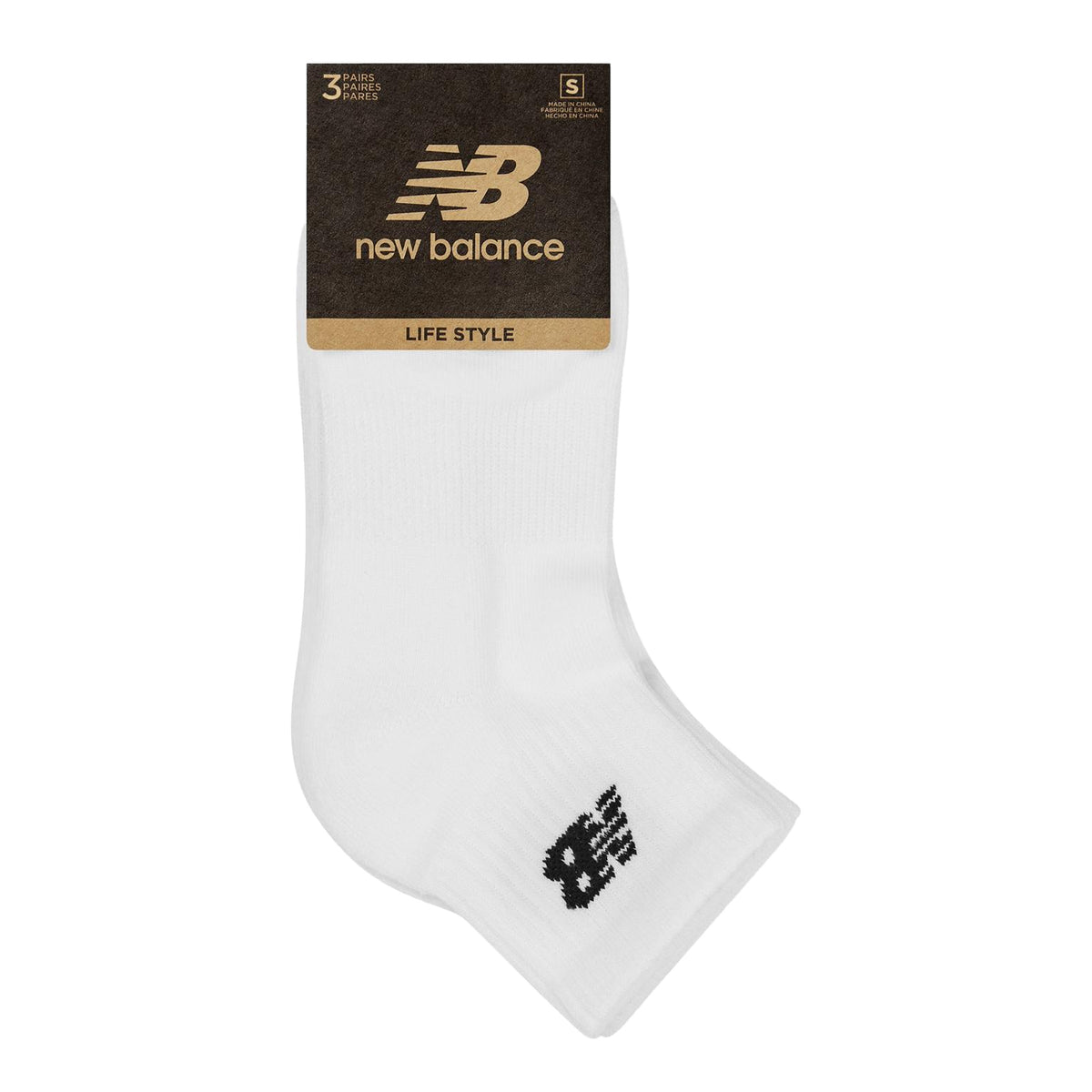White - Side - New Balance Unisex Adult Cotton Blend Ankle Socks (Pack of 3)