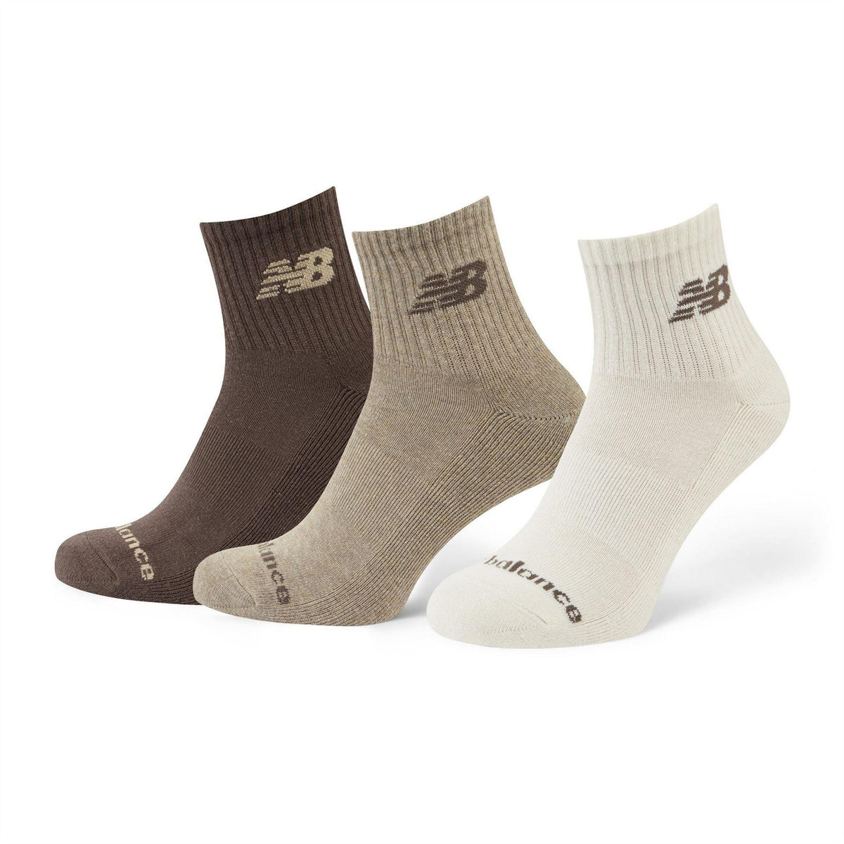 Earth Tones - Back - New Balance Unisex Adult Cotton Blend Ankle Socks (Pack of 3)