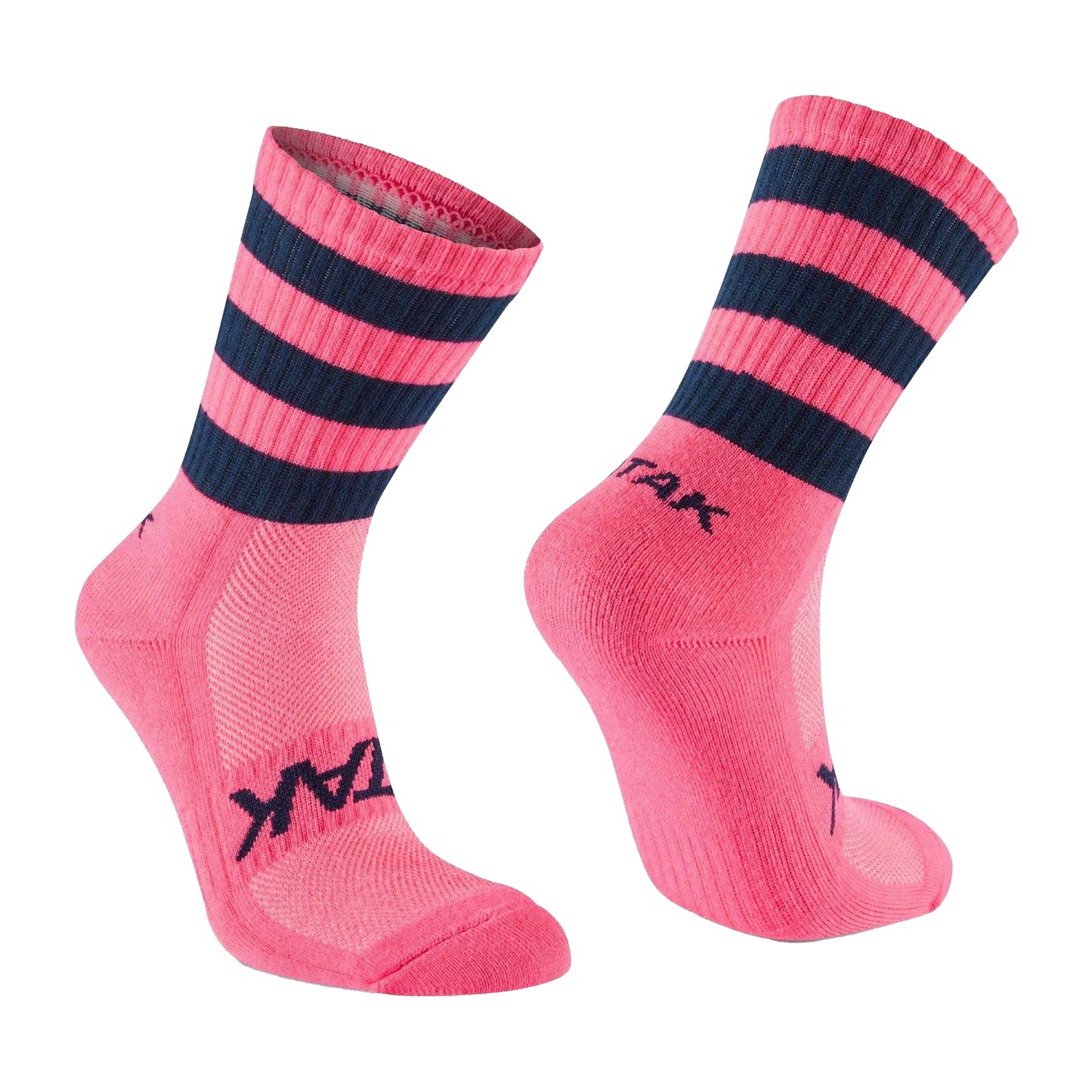 Pink-Navy - Side - Atak Unisex Adult Half Length Football Socks