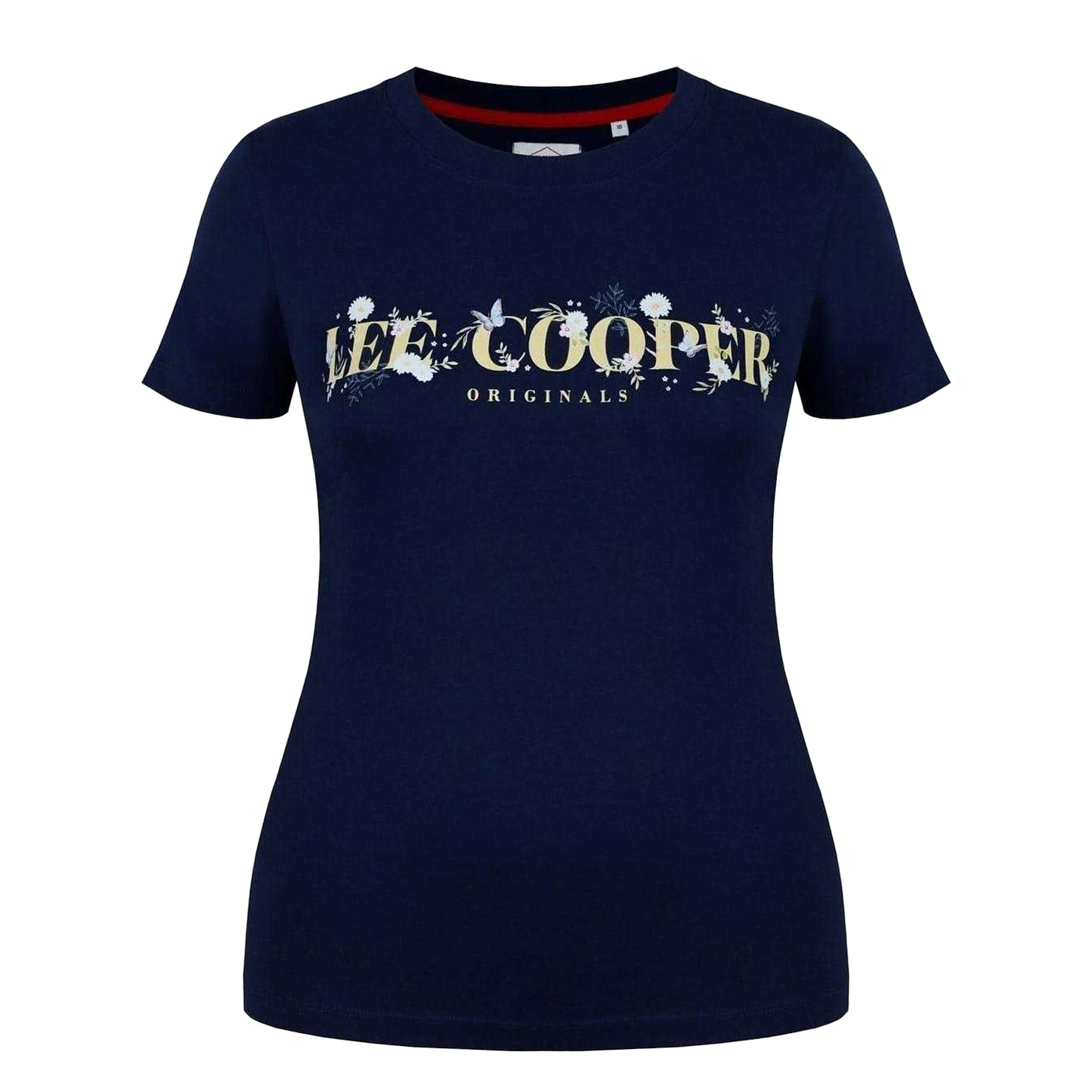 Navy Blue - Front - Lee Cooper Womens-Ladies Classic Floral Logo T-Shirt