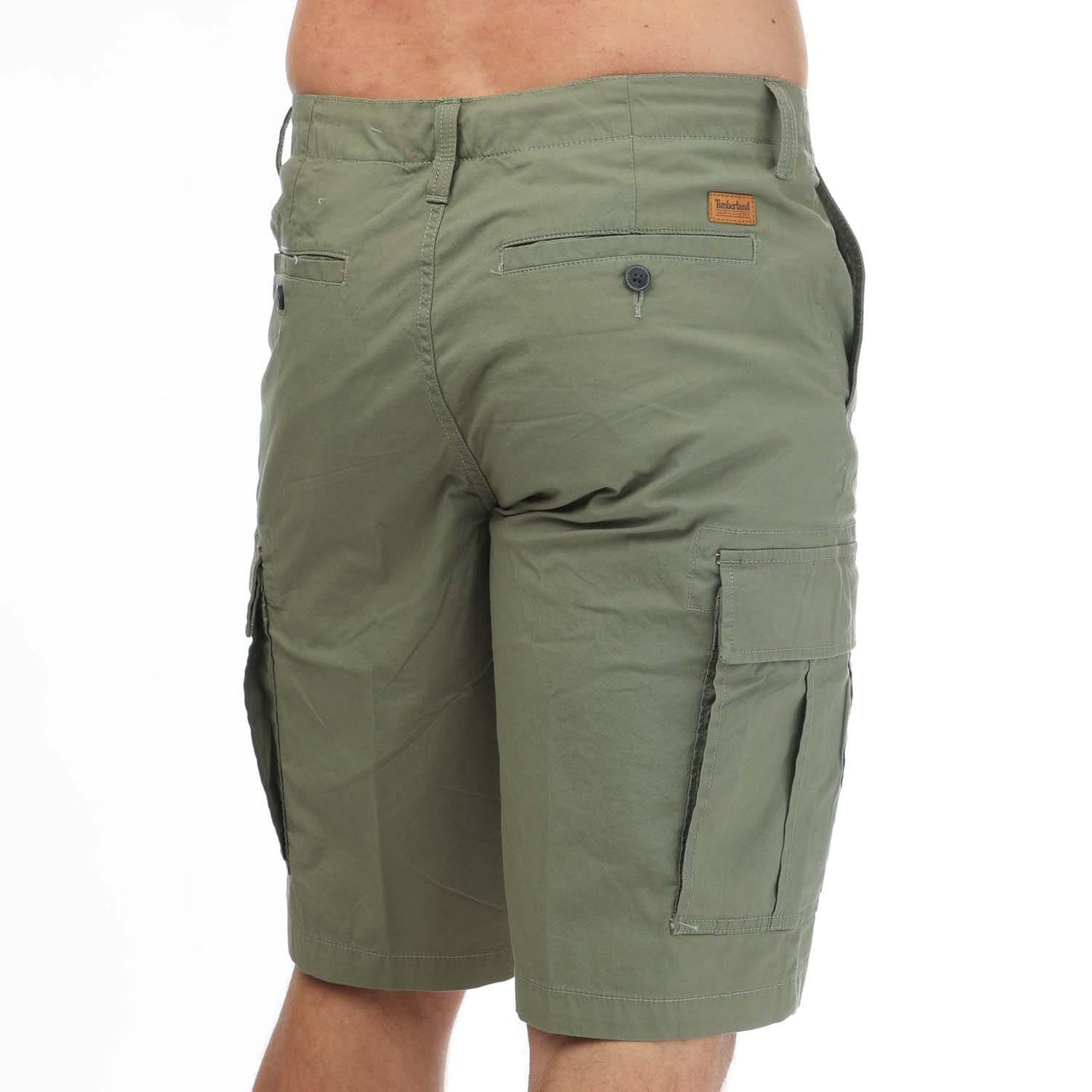 Green - Back - Timberland Mens Poplin Outdoor Cargo Shorts