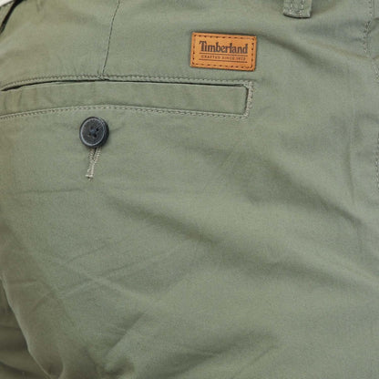 Green - Side - Timberland Mens Poplin Outdoor Cargo Shorts