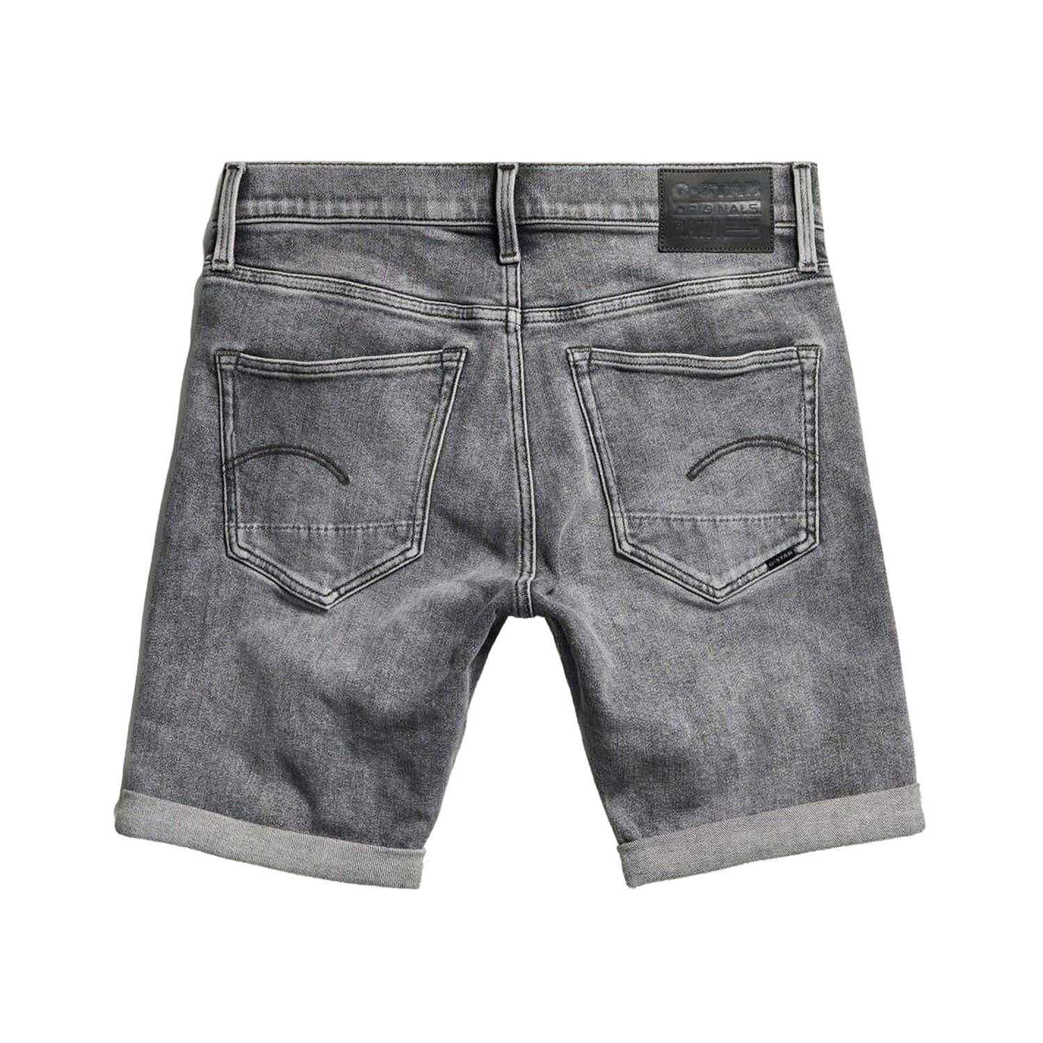 Faded Grey - Back - G-Star Mens 3301 Denim Slim Shorts