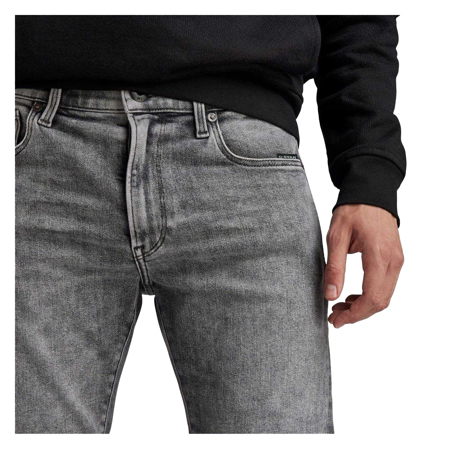 Faded Grey - Side - G-Star Mens 3301 Denim Slim Shorts