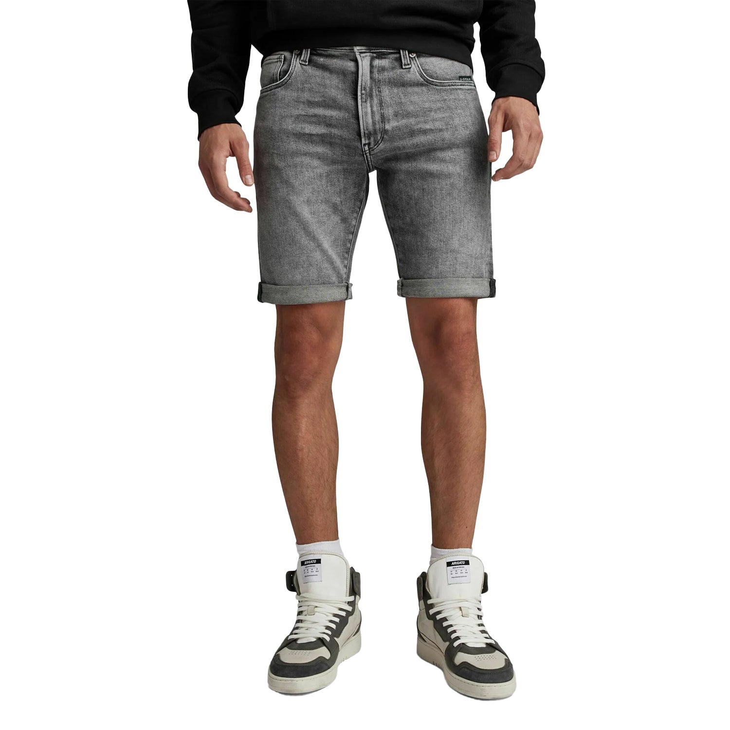 Faded Grey - Pack Shot - G-Star Mens 3301 Denim Slim Shorts