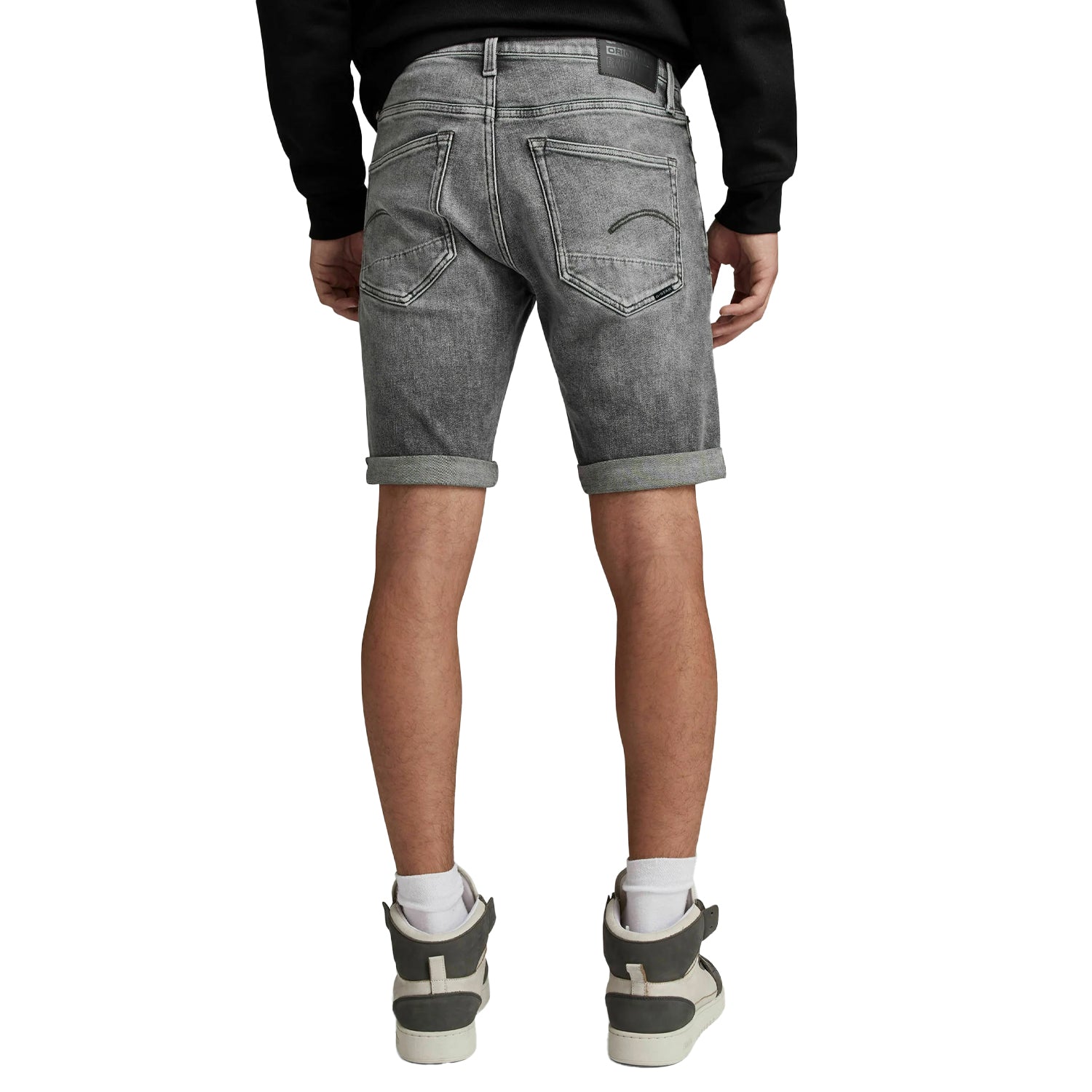 Faded Grey - Close up - G-Star Mens 3301 Denim Slim Shorts