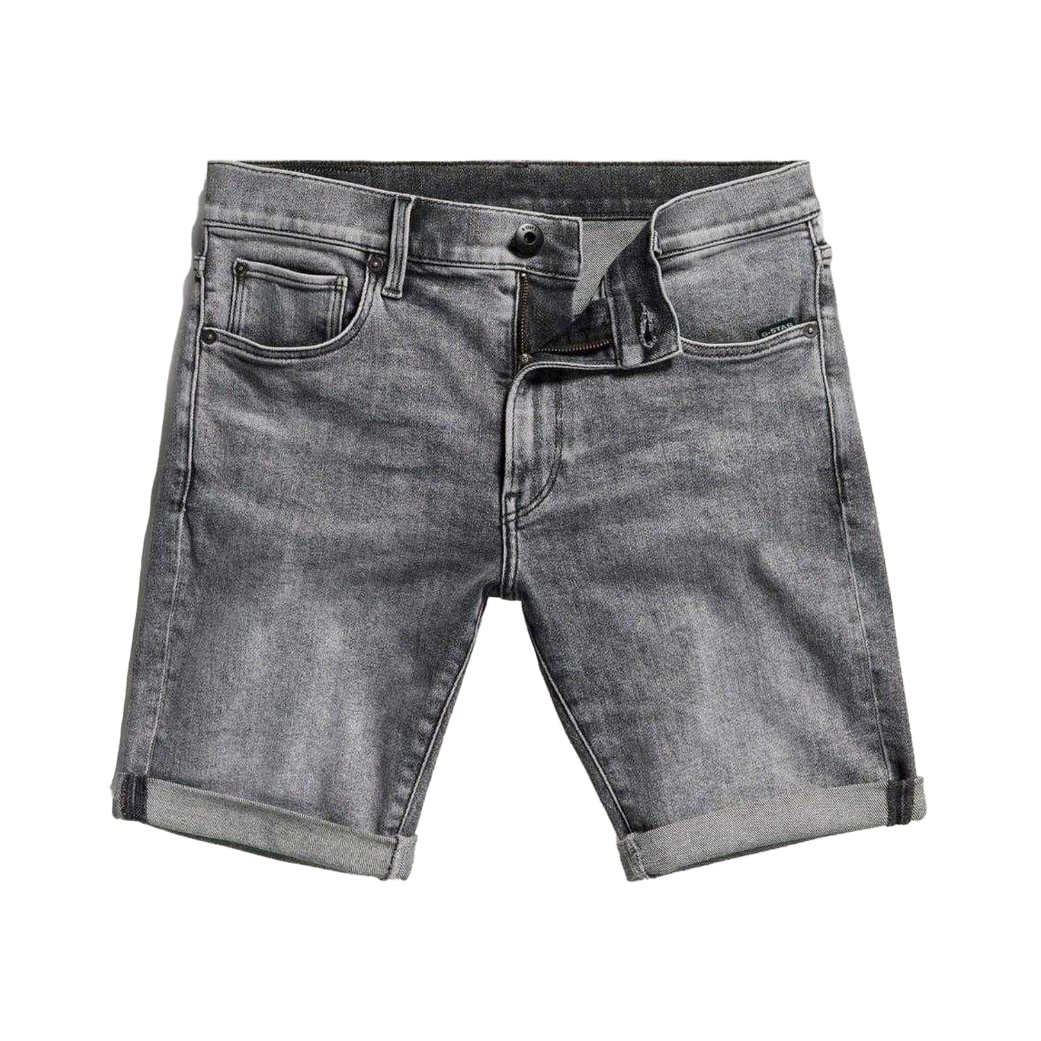 Faded Grey - Front - G-Star Mens 3301 Denim Slim Shorts