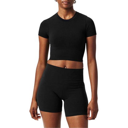 Black - Side - 4th & Reckless Womens-Ladies Brogan Crop Top