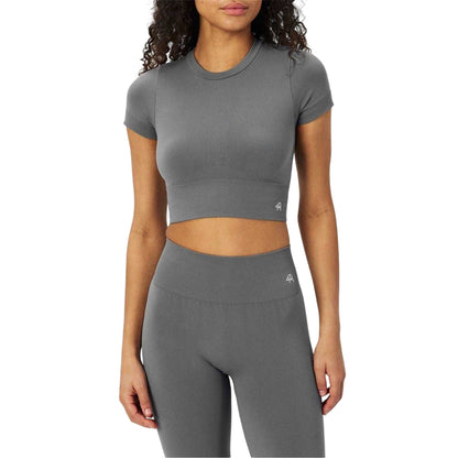 Grey - Side - 4th & Reckless Womens-Ladies Brogan Crop Top