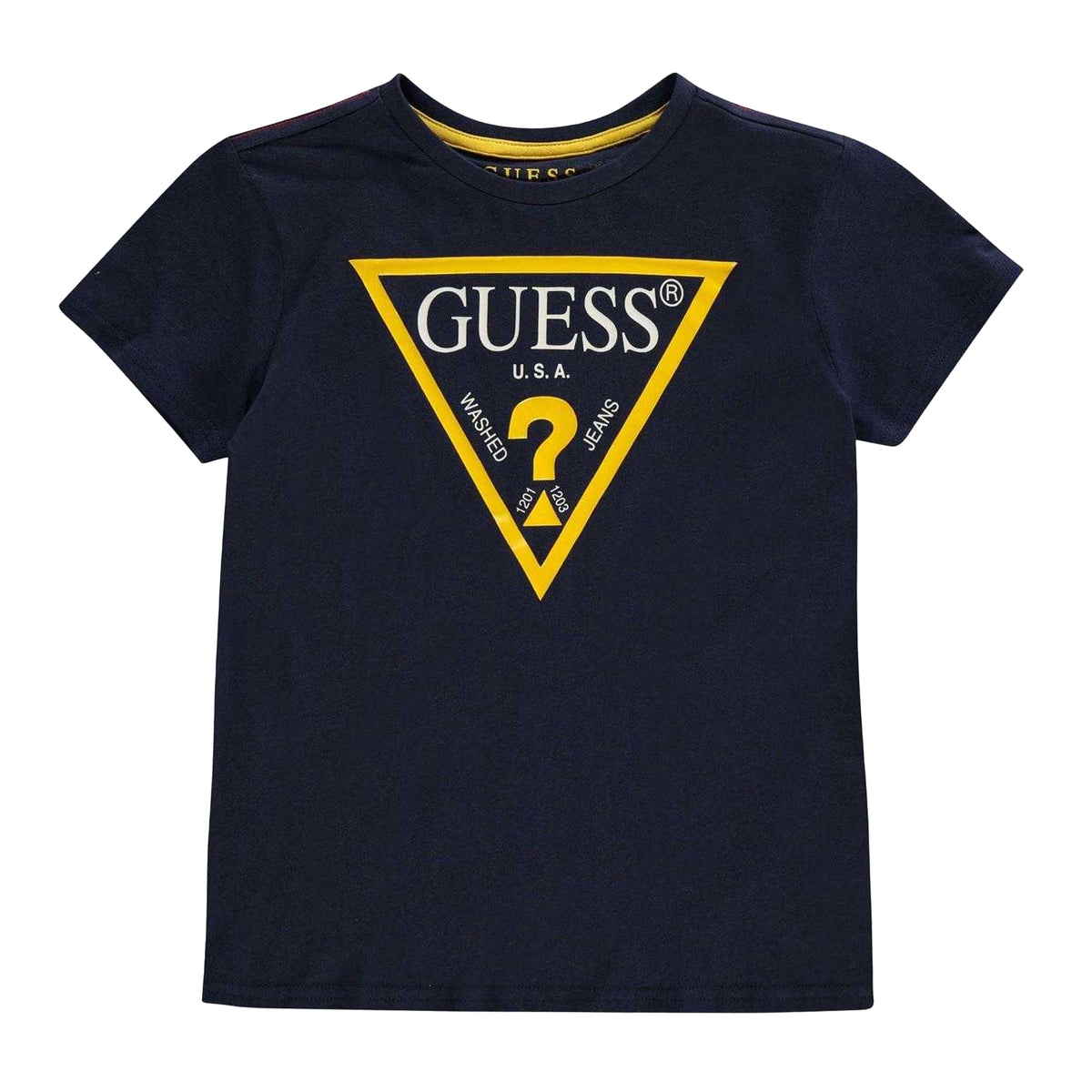 Blue - Front - Guess Childrens-Kids Logo Cotton T-Shirt