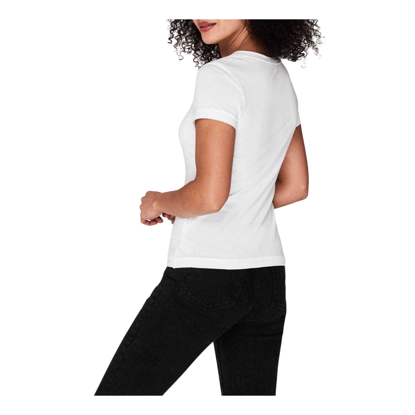 Bright White - Lifestyle - Calvin Klein Womens-Ladies Cotton Slim Short-Sleeved T-Shirt