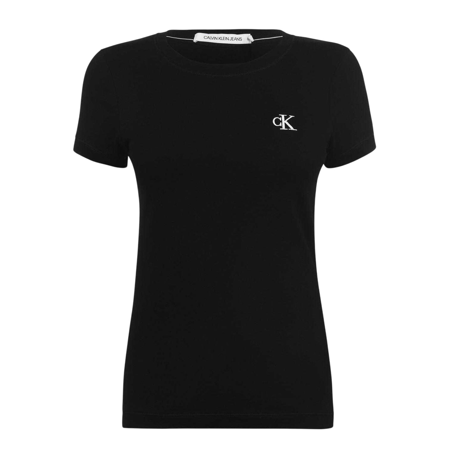 Black - Front - Calvin Klein Womens-Ladies Cotton Slim Short-Sleeved T-Shirt