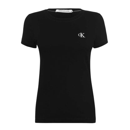 Black - Front - Calvin Klein Womens-Ladies Cotton Slim Short-Sleeved T-Shirt