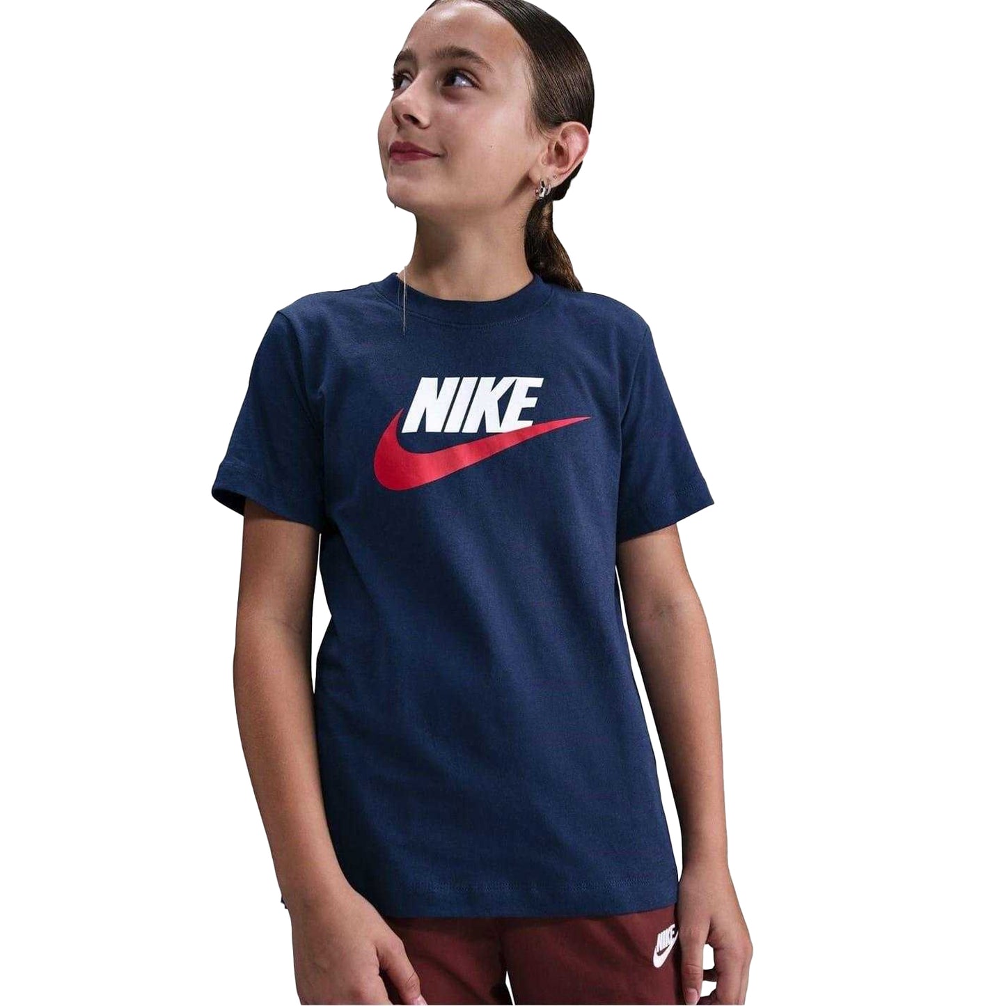 Midnight Navy - Front - Nike Childrens-Kids Sportswear Logo Cotton T-Shirt
