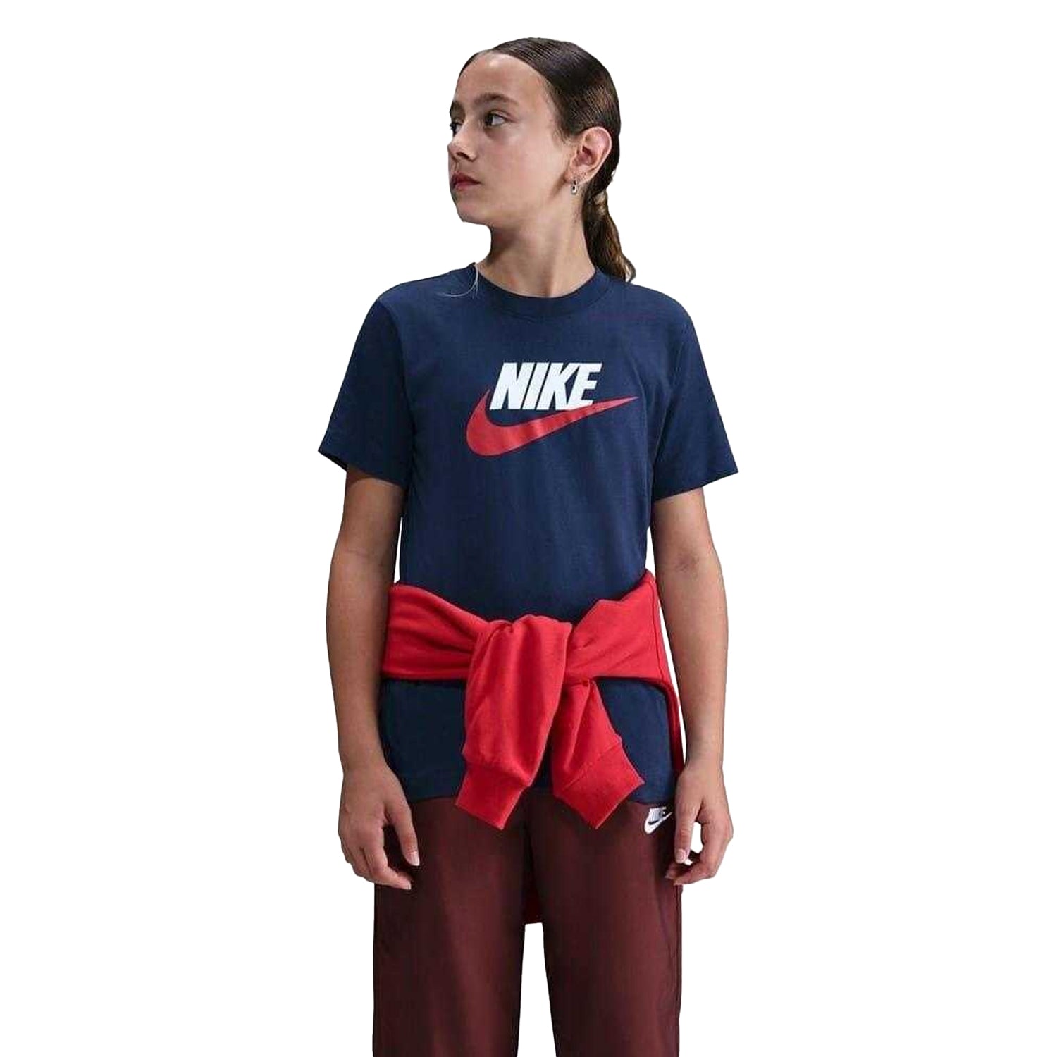 Midnight Navy - Side - Nike Childrens-Kids Sportswear Logo Cotton T-Shirt