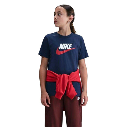 Midnight Navy - Side - Nike Childrens-Kids Sportswear Logo Cotton T-Shirt