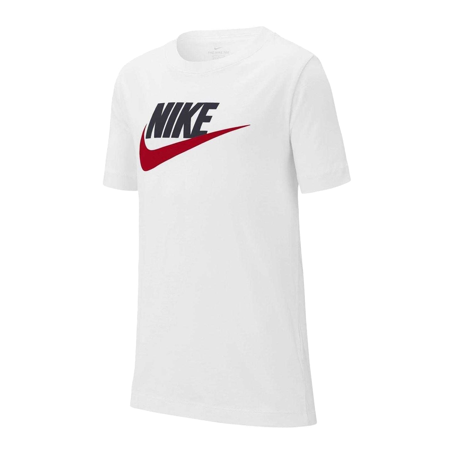 White-Black-Red - Front - Nike Childrens-Kids Sportswear Logo Cotton T-Shirt