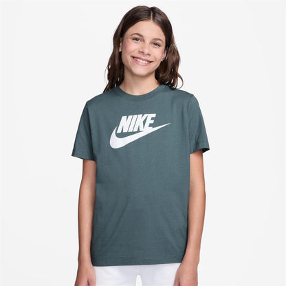 Slate Grey - Front - Nike Childrens-Kids Sportswear Logo Cotton T-Shirt