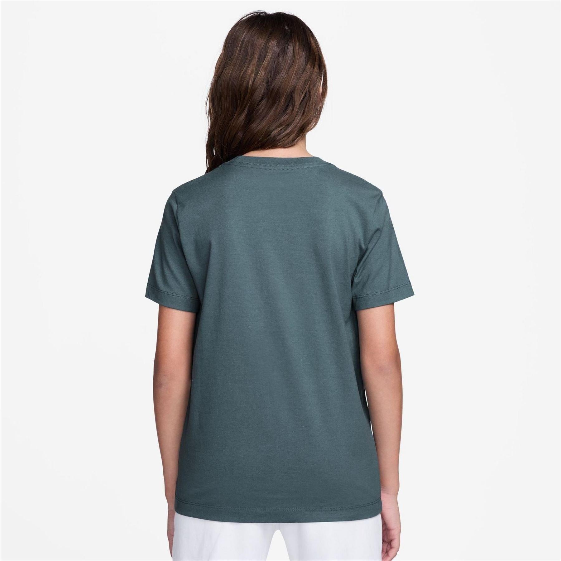 Slate Grey - Back - Nike Childrens-Kids Sportswear Logo Cotton T-Shirt